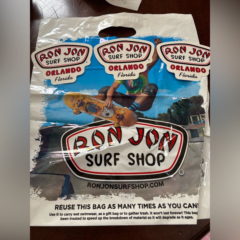 Ron Jon orlando stickers and bag